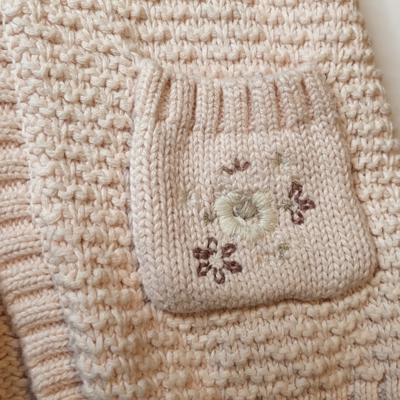 Maggie & Zoe Pale Pink Knit Hooded Cardigan with Sherpa Lining Sz 0/3 Mos. - Picture 2 of 4